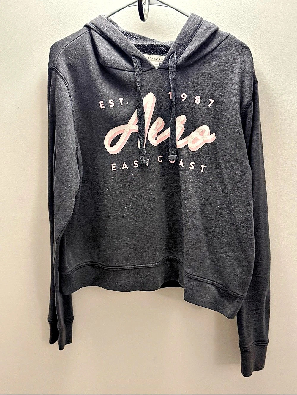 Aeropostale Est 1987 East Coast Logo Hoodie Grey & Pink XL